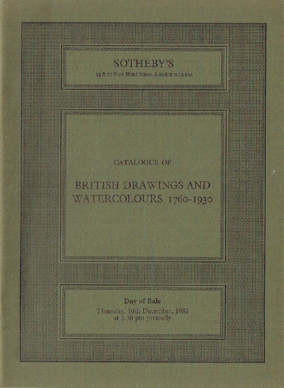 Sothebys December 1982 British Drawings & Watercolours 1760-1930