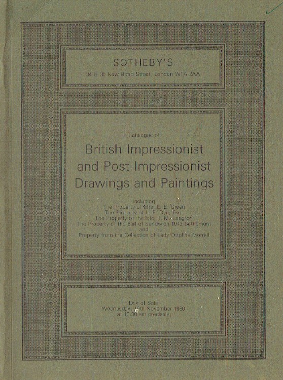 Sothebys November 1980 British Impressionist & Post-Impressionist Drawings and P