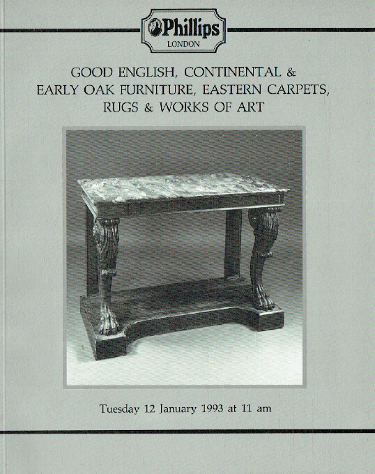 Phillips January 1993 English, Continental & Early Oak Furniture & Carpets