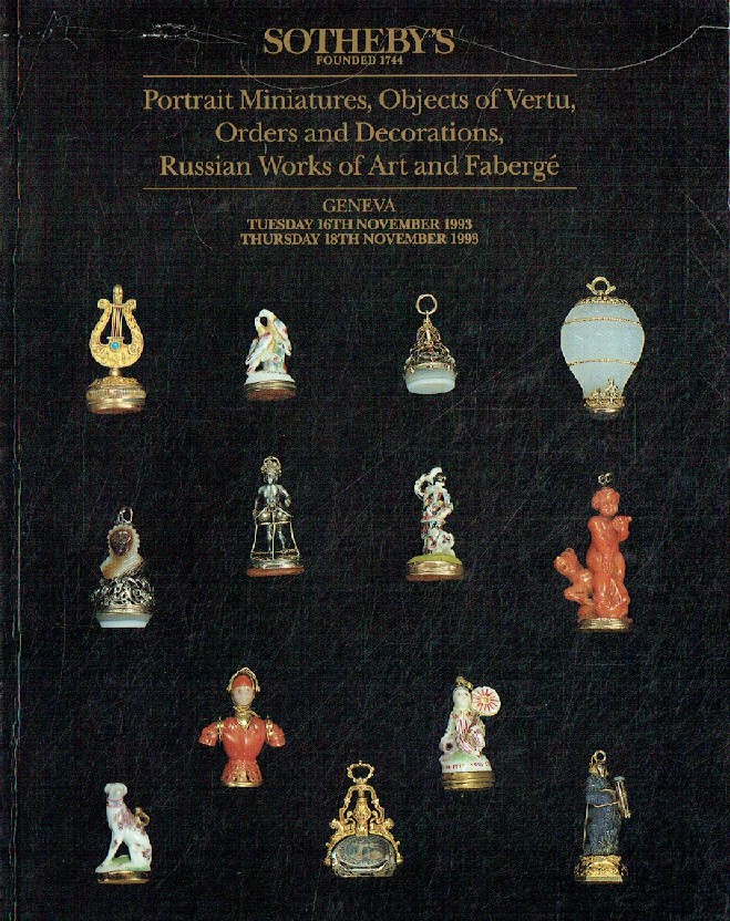 Sothebys November 1993 Portrait Miniatures, Russian Works & Faberge