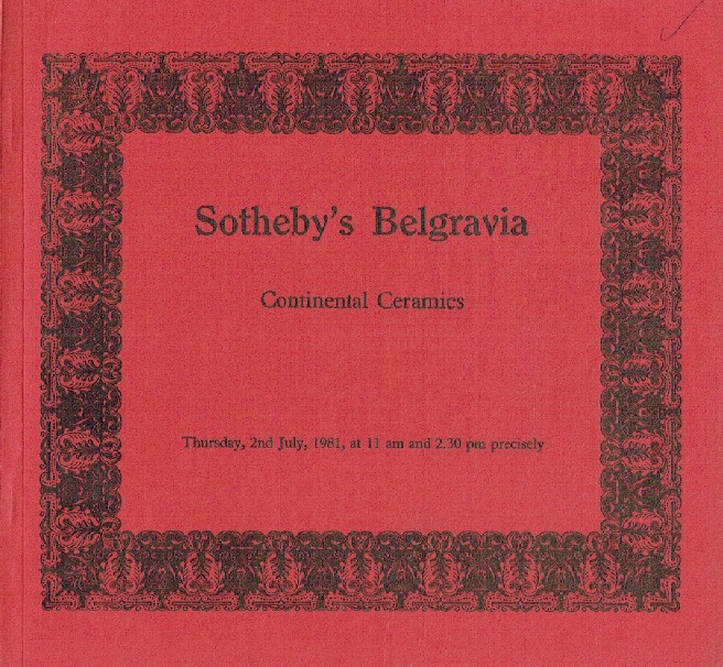 Sothebys July 1981 Continental Ceramics - Click Image to Close