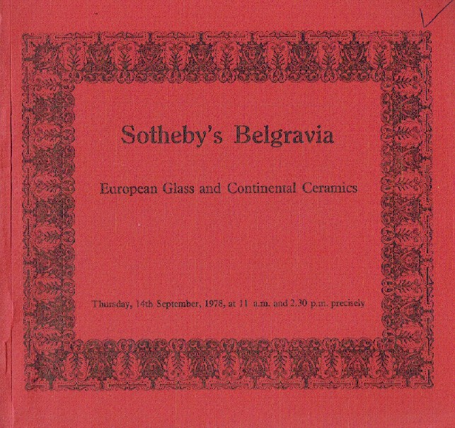 Sothebys September 1978 European Glass & Continental Ceramics