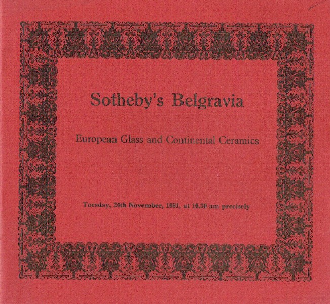 Sothebys November 1981 European Glass & Continental Ceramics