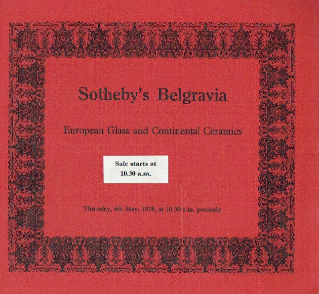 Sothebys May 1978 European Glass & Continental Ceramics