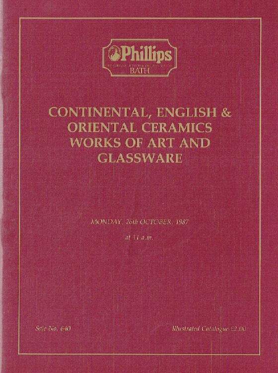 Phillips October 1987 Continental, English & Oriental Ceramics WOA and Glassware
