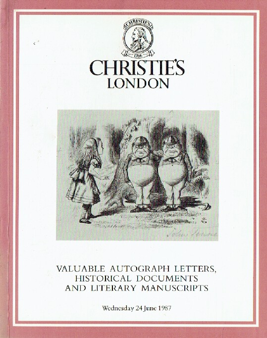 Christies June 1987 Valuable Autograph Letters & Manuscripts