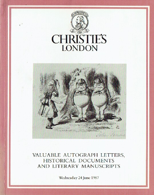 Christies June 1987 Valuable Autograph Letters & Manuscripts