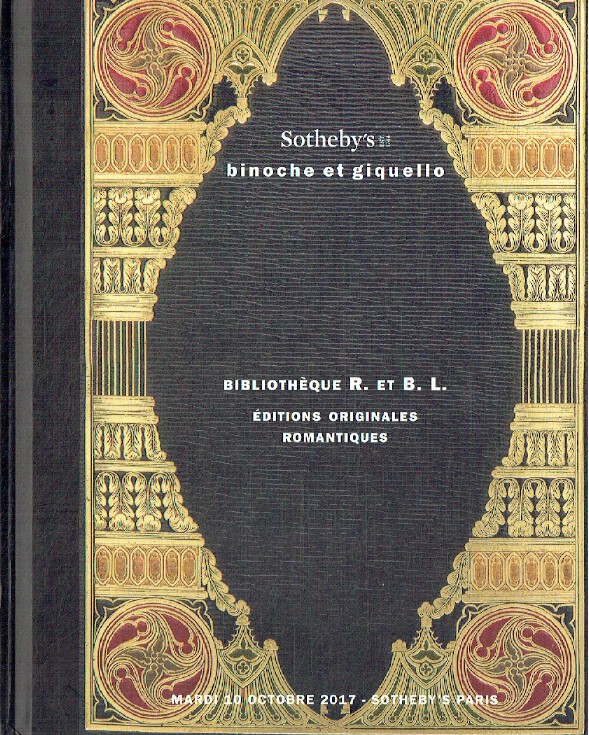 Sothebys October 2017 Library of R. & B. L. Romantic Original Editions