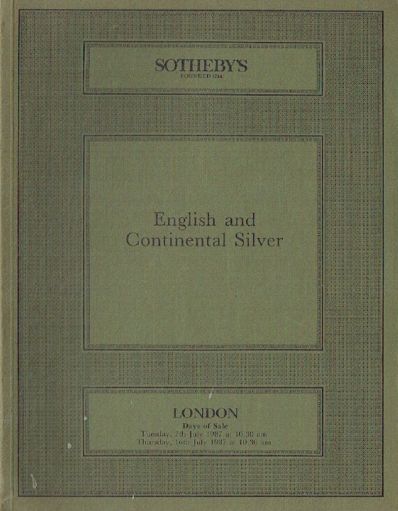 Sothebys July 1987 English & Continental Silver