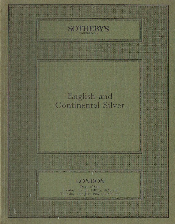 Sothebys July 1987 English & Continental Silver