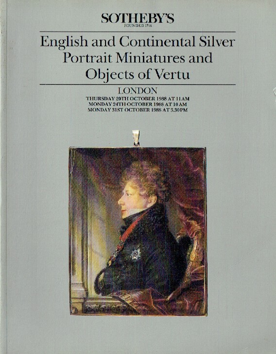 Sothebys October 1988 English & Continental Silver, Portrait Miniatures etc,