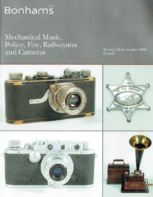 Bonhams September 2008 Mechanical Music, Railwayana & Cameras