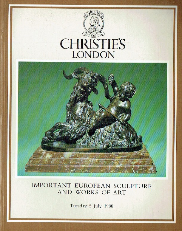 Christies July 1988 Important European Sculpture Works of Art 