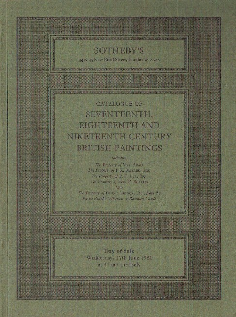 Sothebys June 1981 17th, 18th & 19th Century British Paintings