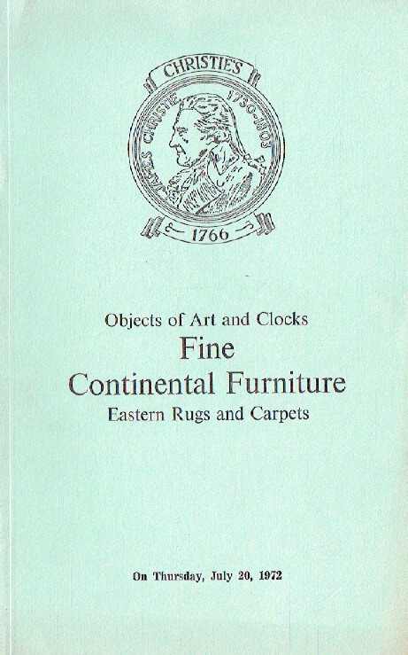Christies July 1972 Objects of Art & Clocks, Fine Continental Furniture, Eastern