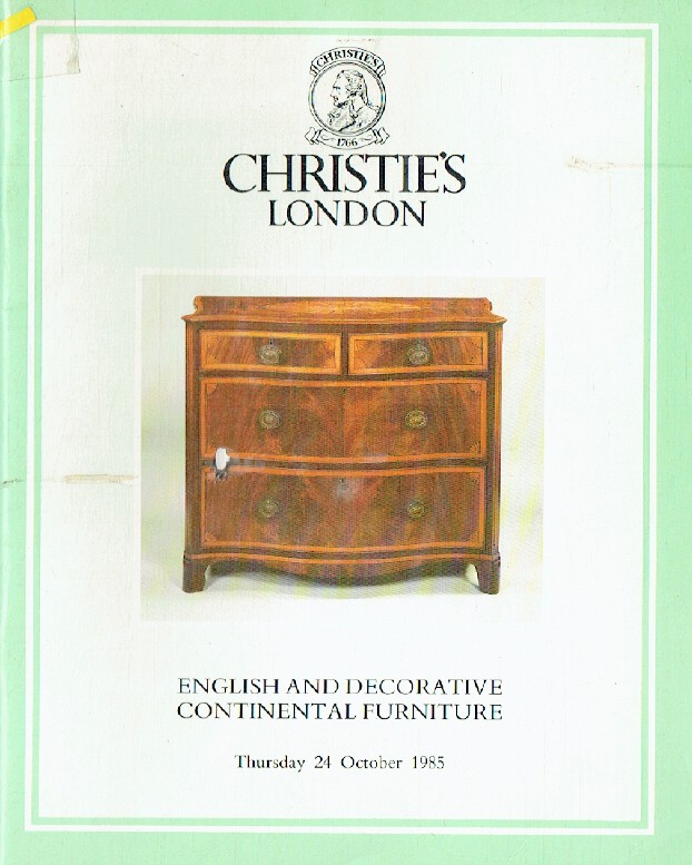 Christies October 1985 English & Decorative Continental Furniture