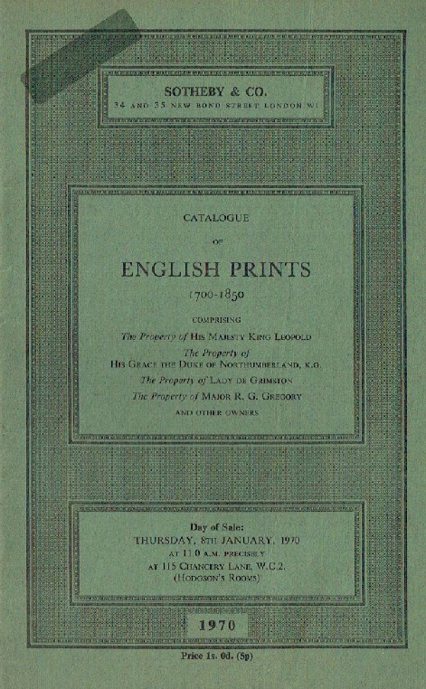 Sothebys January 1970 English Prints 1700-1850