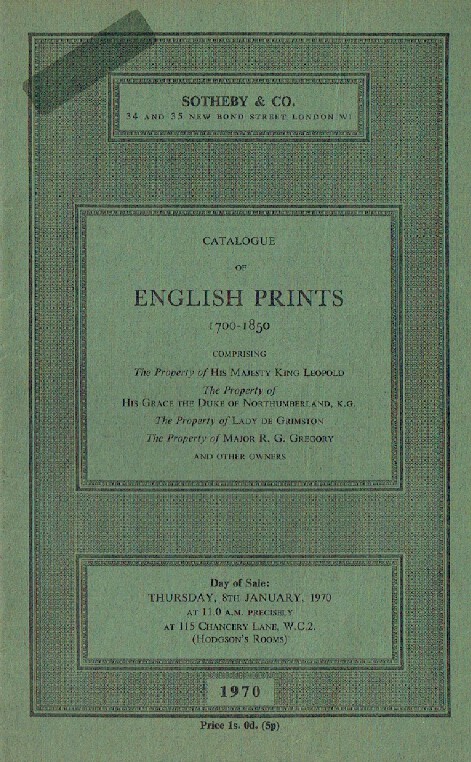 Sothebys January 1970 English Prints 1700-1850