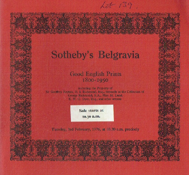 Sothebys February 1976 Good English Prints 1800-1950 - Click Image to Close
