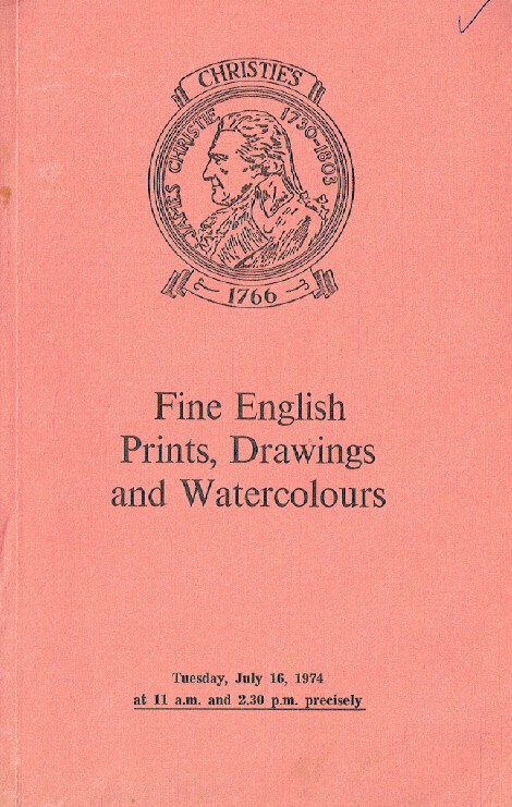 Christies July 1974 Fine English Prints, Drawings & Watercolours