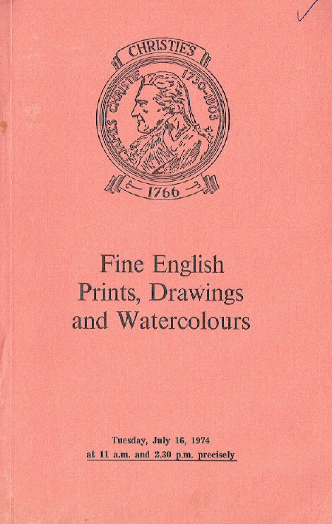 Christies July 1974 Fine English Prints, Drawings & Watercolours