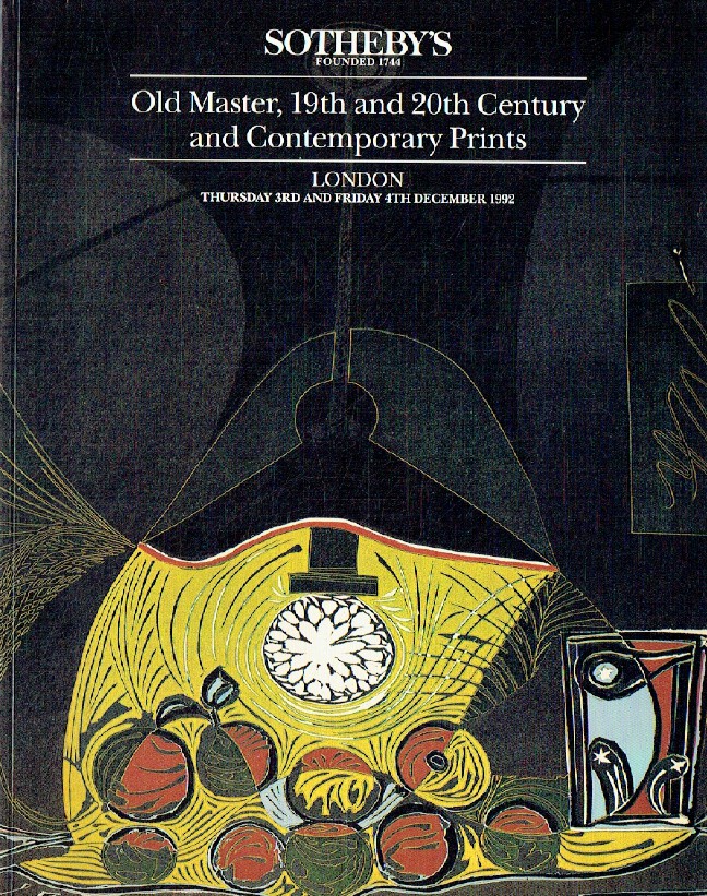 Sothebys December 1992 Old Master, 19th & 20th Century and Contemporary Prints