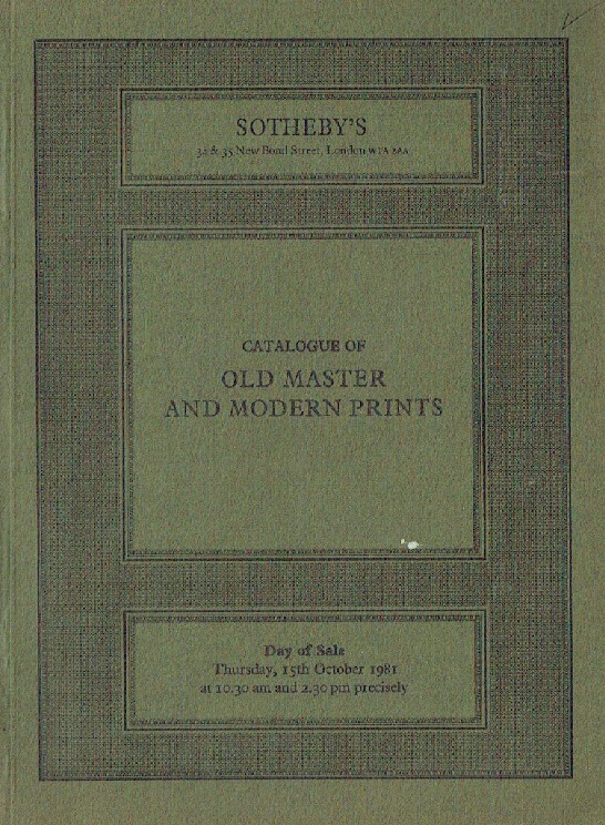 Sothebys October 1981 Old Master & Modern Prints