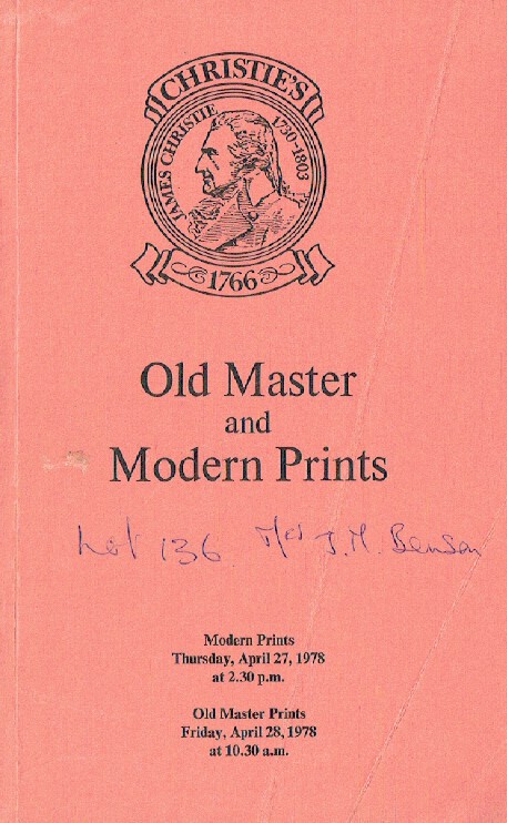Christies April 1978 Old Master & Modern Prints