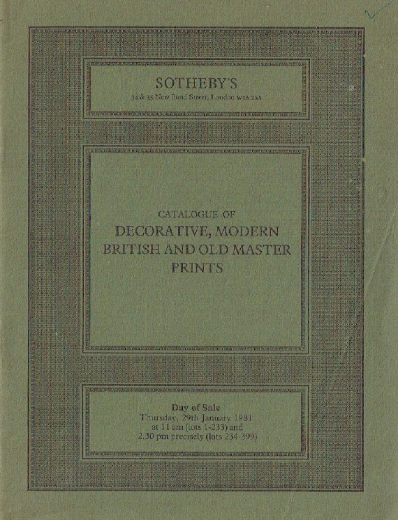 Sothebys January 1981 Decorative, Modern British & Old Master Prints