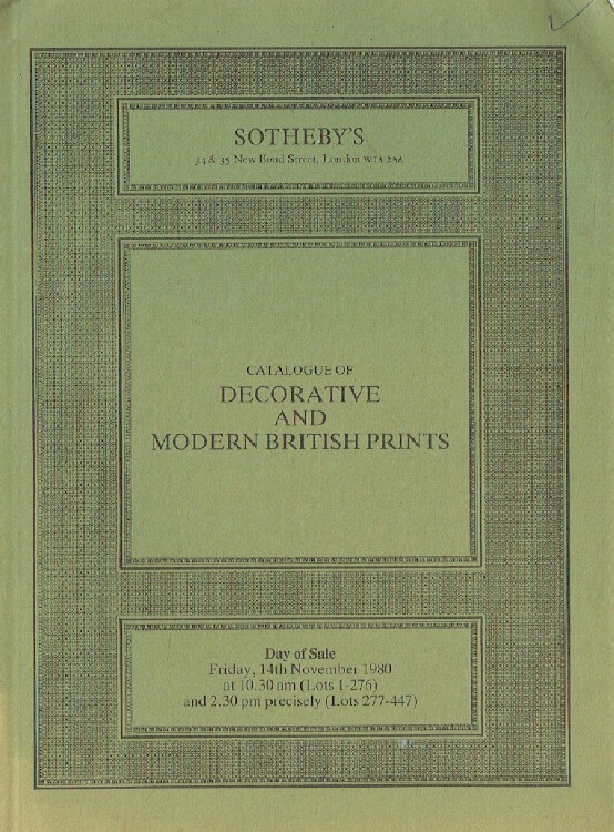 Sothebys November 1980 Decorative & Modern British Prints