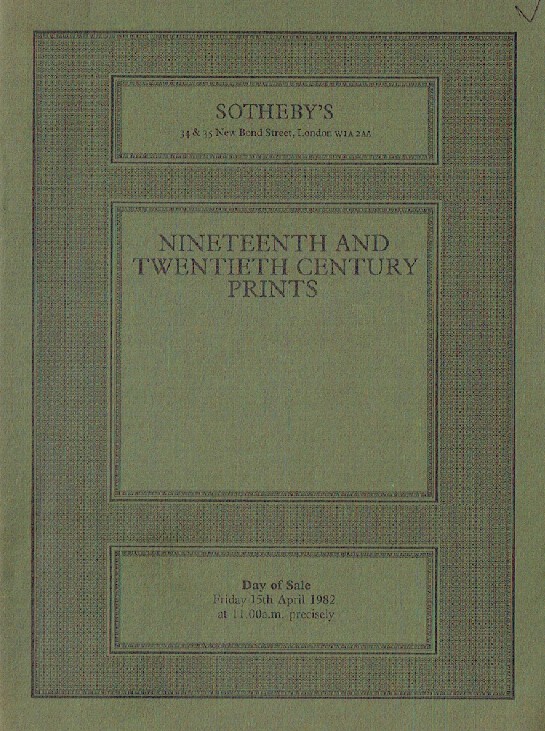 Sothebys April 1982 19th & 20th Century Prints - Click Image to Close