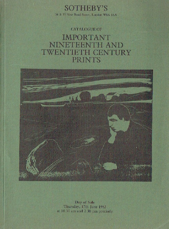 Sothebys June 1982 Important 19th & 20th Century Prints