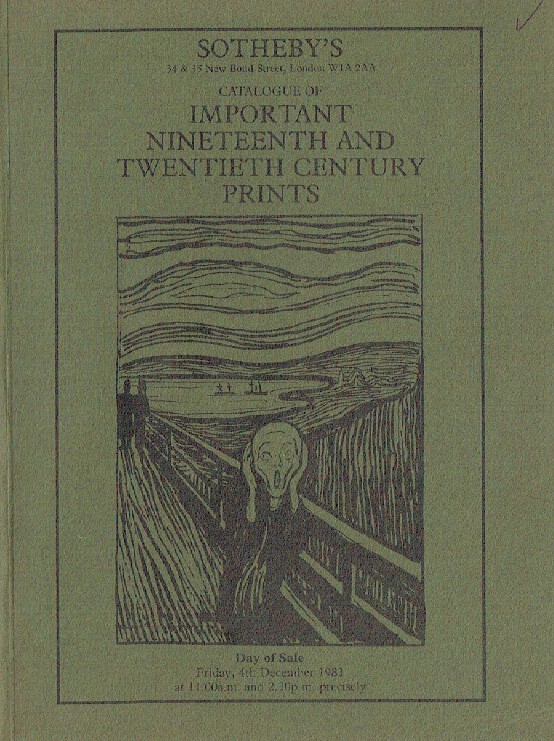 Sothebys December 1981 Important 19th & 20th Century Prints