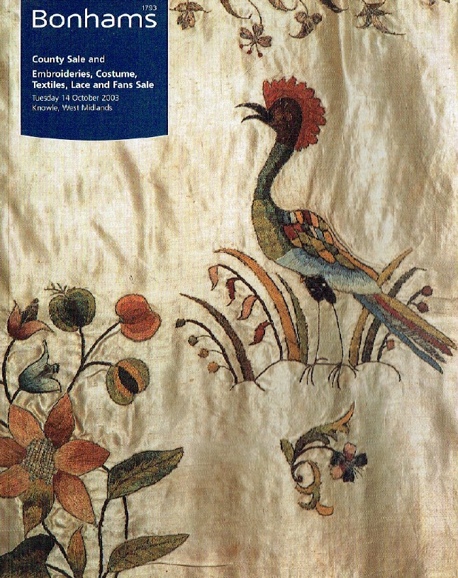 Bonhams October 2003 County Sale & Embroideries, Costume, Textiles Lace and Fans