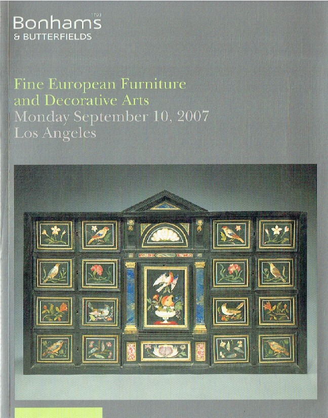 Bonhams & Butterfields September 2007 Fine European Furniture & Decorative Arts