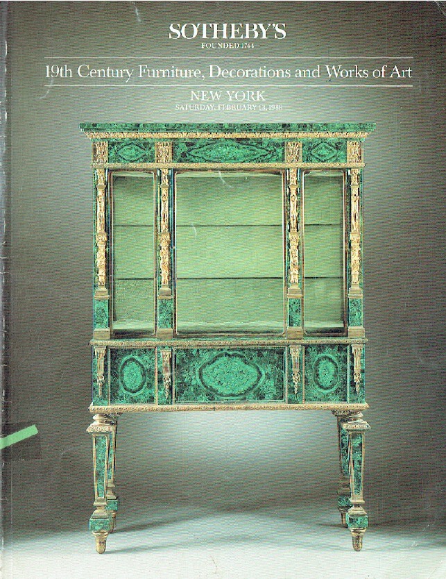 Sothebys February 1988 19th Century Furniture, Decorations & Works of Art