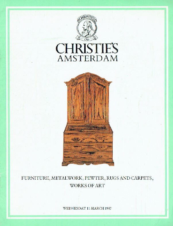 Christies March 1987 Furniture, Metalwork, Pewter, Rugs, Carpets & Works of Art