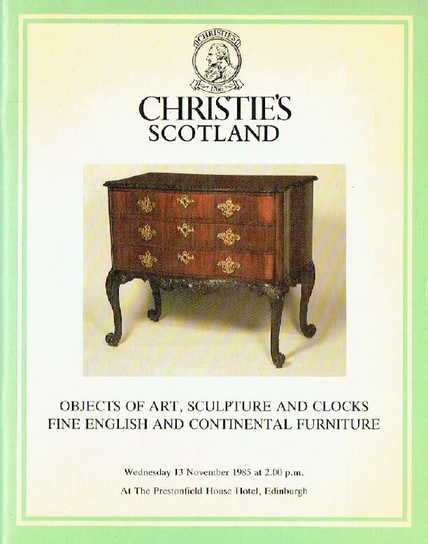 Christies November 1985 Objects of Art, Sculpture & Clocks, Fine English and Con