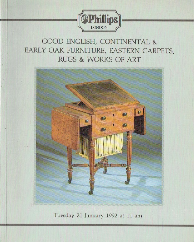 Phillips January 1992 Good English, Continental & Early Oak Furniture, Eastern C - Click Image to Close