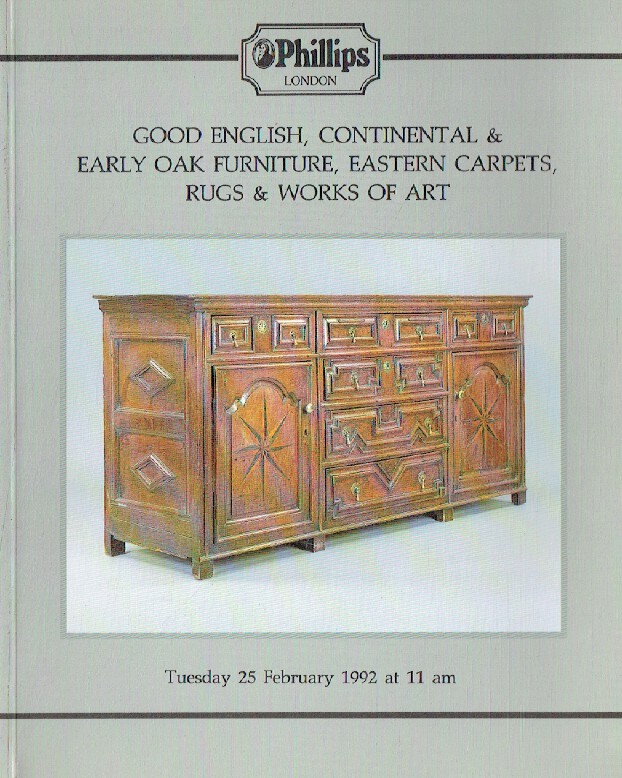 Phillips February 1992 Good English, Continental & Early Oak Furniture, Eastern - Click Image to Close