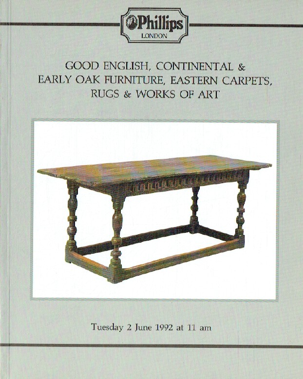 Phillips June 1992 Good English, Continental & Early Oak Furniture, Eastern Carp - Click Image to Close