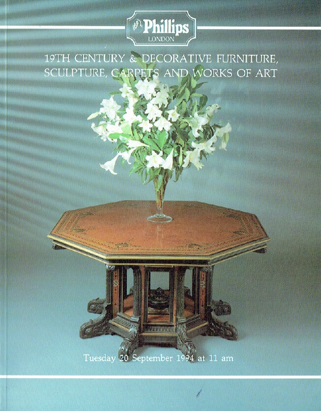 Phillips September 1994 19th Century & Decorative Furniture, Sculpture, Carpets - Click Image to Close