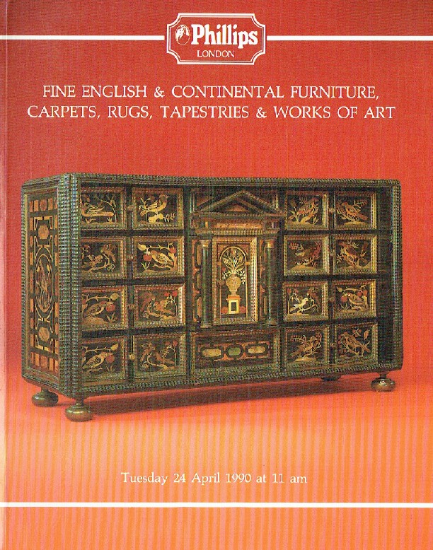 Phillips April 1990 Fine English & Continental Furniture, Carpets, Rugs, Tapestr - Click Image to Close