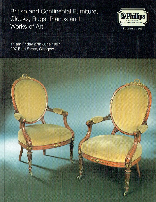 Phillips June 1997 British & Continental Furniture, Clocks, Rugs, Painos & Works