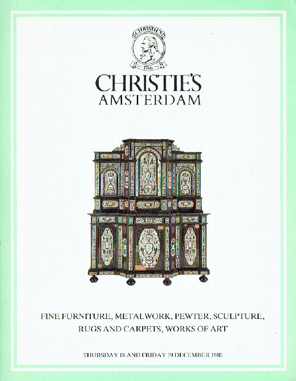 Christies December 1986 Furniture, Metalwork, Pewter, Sculpture, Rugs & Carpets, - Click Image to Close