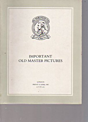 Christies 1983 Important Old Master Pictures - Click Image to Close