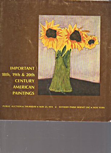 Sothebys 1974 Important 18th, 19th, 20th Century American Paintings