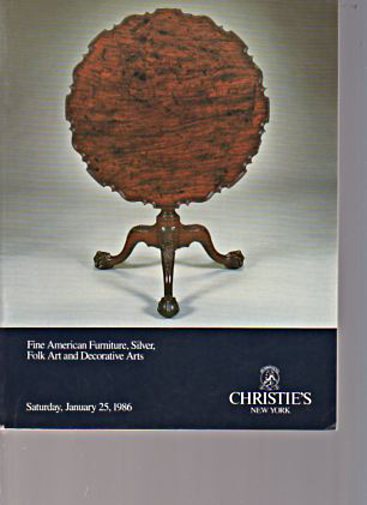 Christies 1986 Fine American Furniture, Silver, Decorative Arts