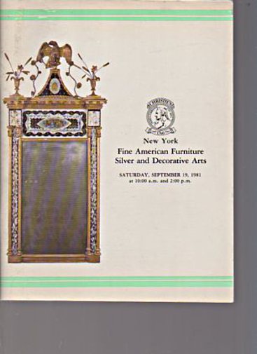 Christies September 1981 Fine American Furniture, Silver, Decorative Arts