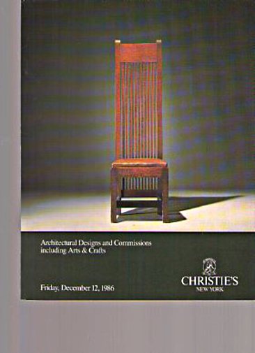 Christies December 1986 Architectural Designs & Arts & Crafts - Click Image to Close